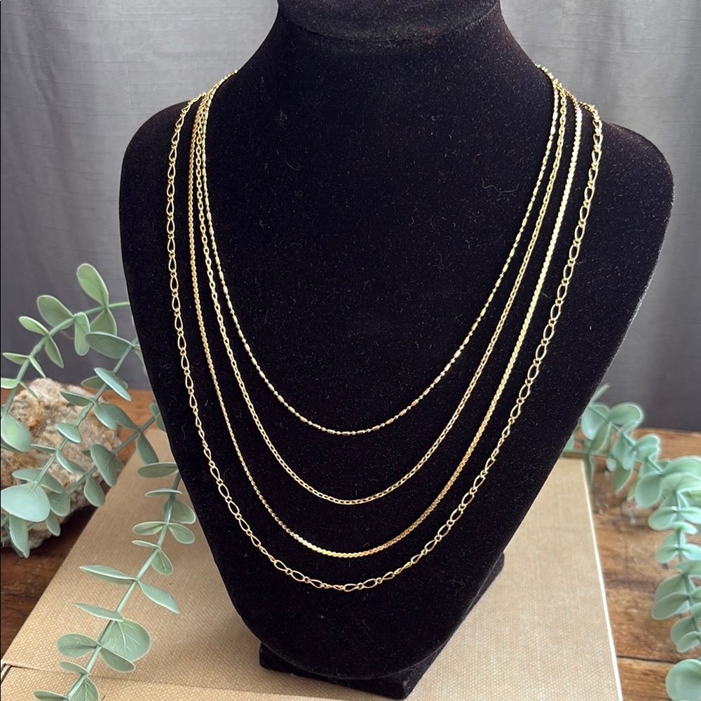 Vintage Avon 90s Gold Layered Necklace Bundle Set 4 Designs 18-22” NIB
